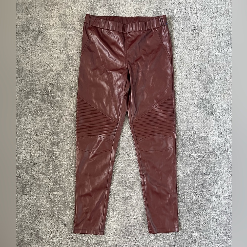 Easel Los Angeles Faux Leather Burgundy Leggins